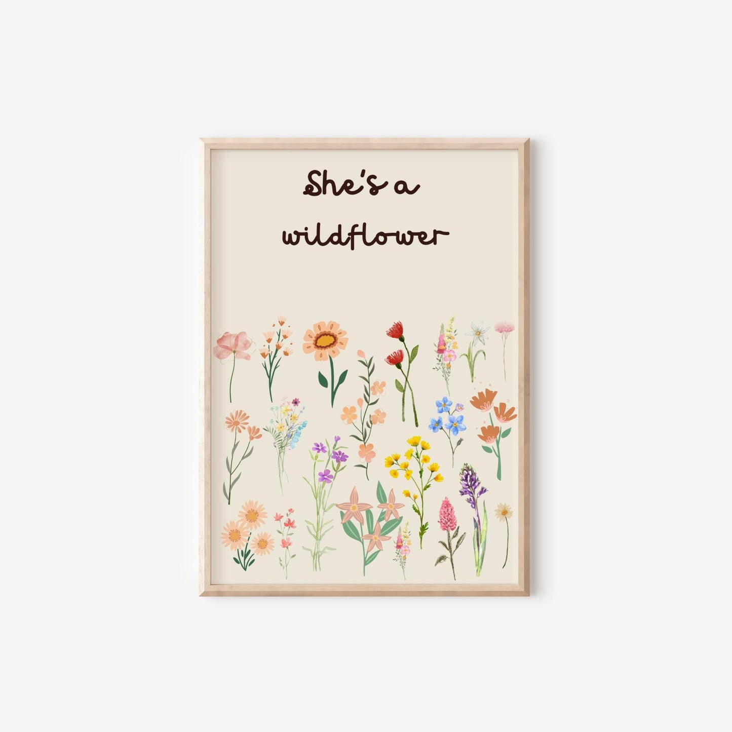 Girls floral nursery wall print, she’s a wild flower poster for bedroom or playroom