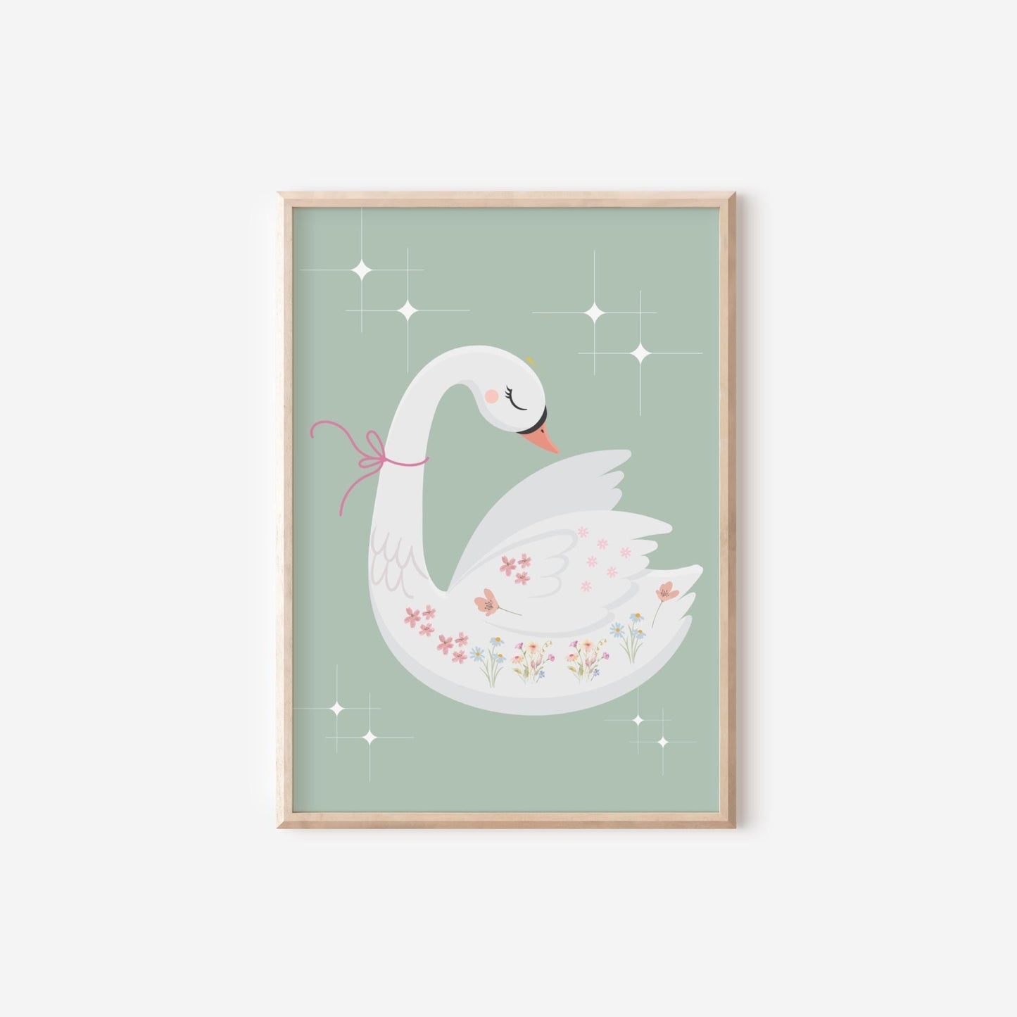 be your own kind of beautiful floral swan print set for girls bedroom or nursery, pretty wall decor