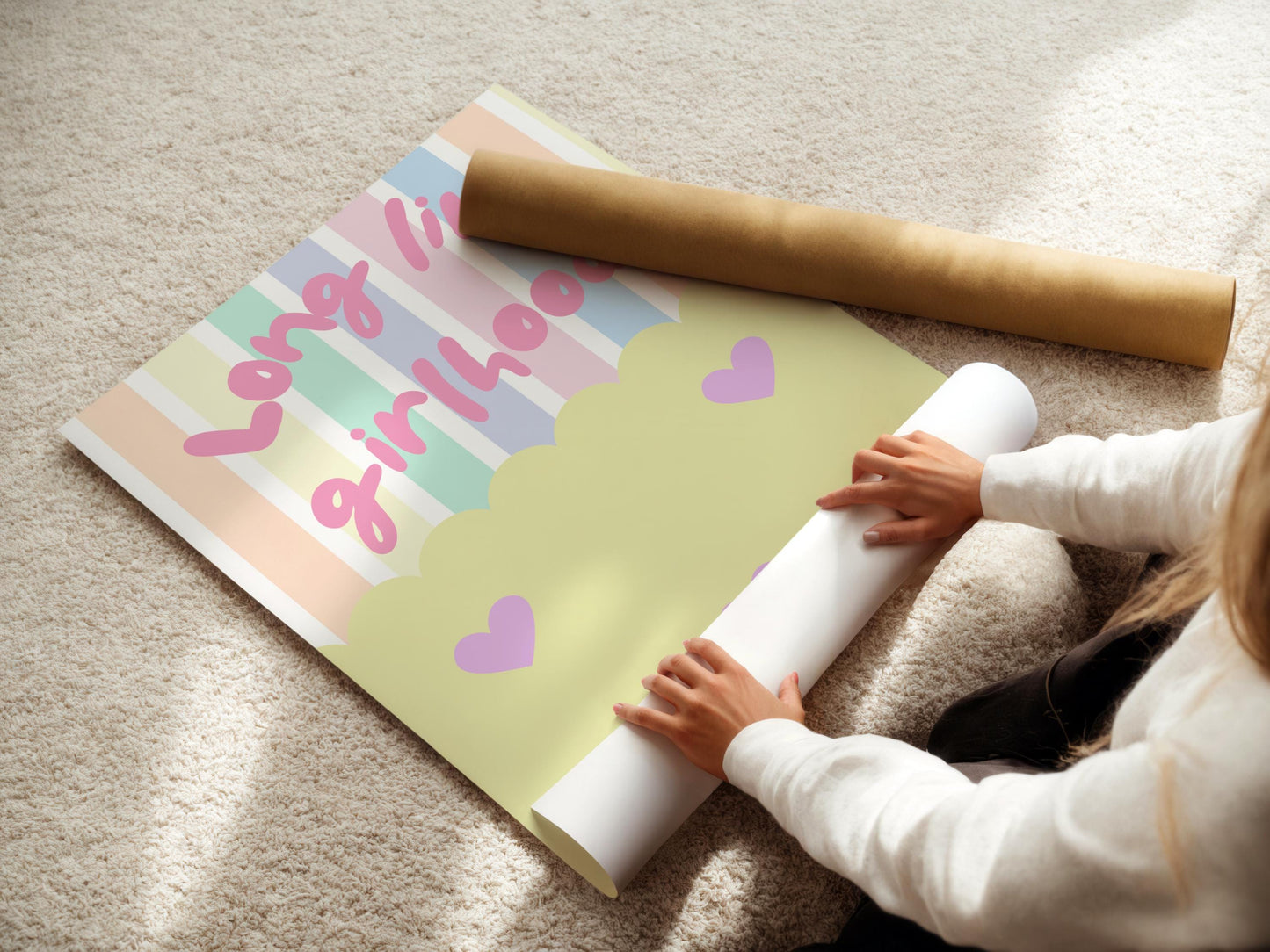 girls pastel bright wall print :long live girlhood" for bedroom, nursery or playroom