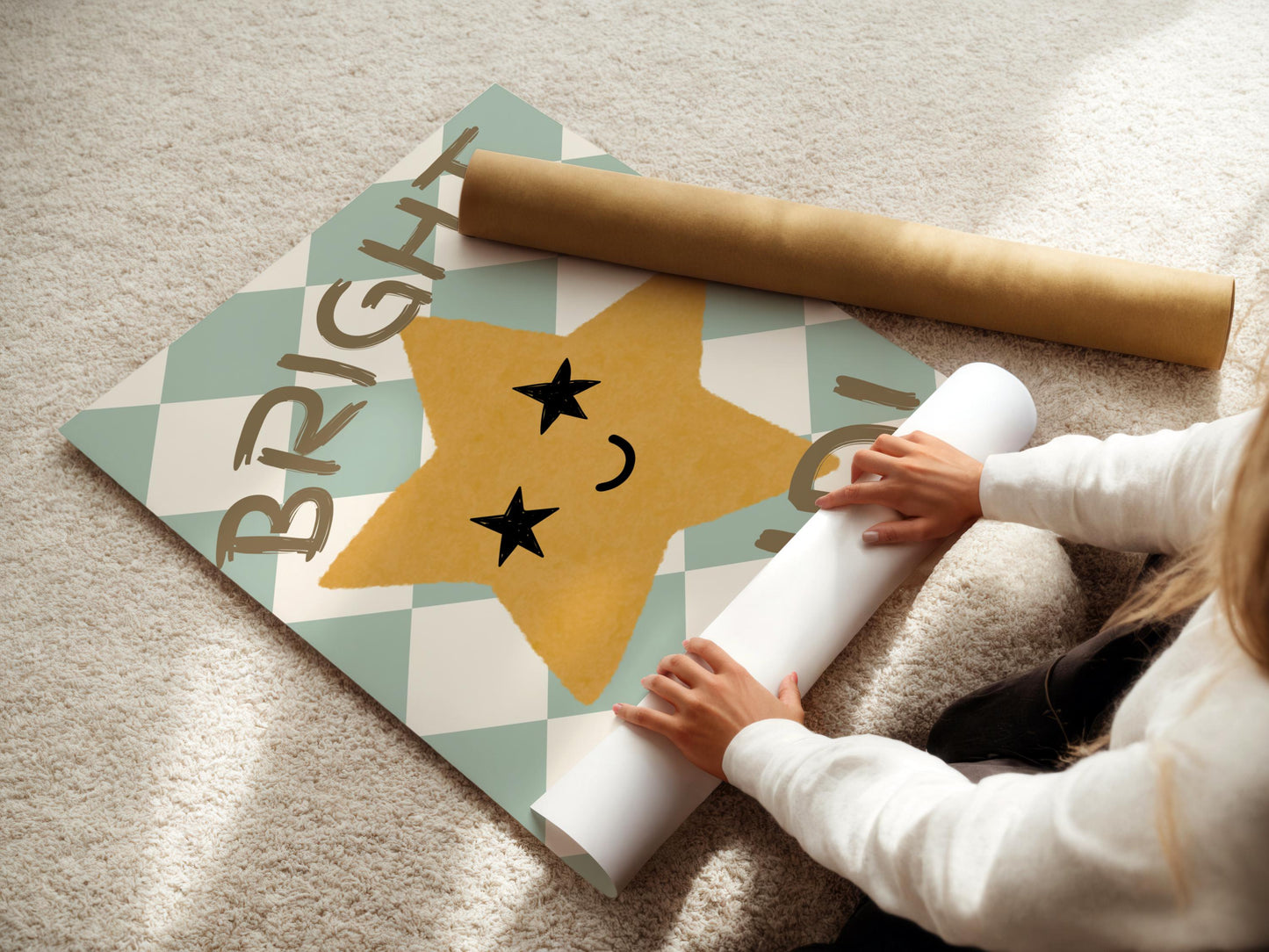 bright kid star wall print for childrens bedroom or nursery, Boho nursery pastel prints