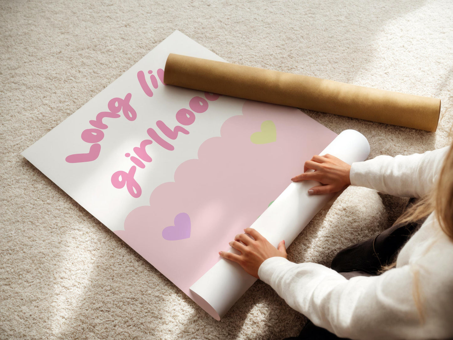 Girls Bedroom Wall Art Set, Retro Happy Face Prints in Pastel Colours, Nursery Decor