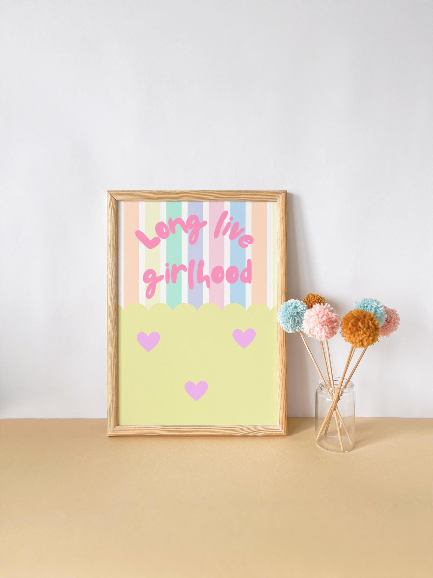 girls pastel bright wall print :long live girlhood" for bedroom, nursery or playroom