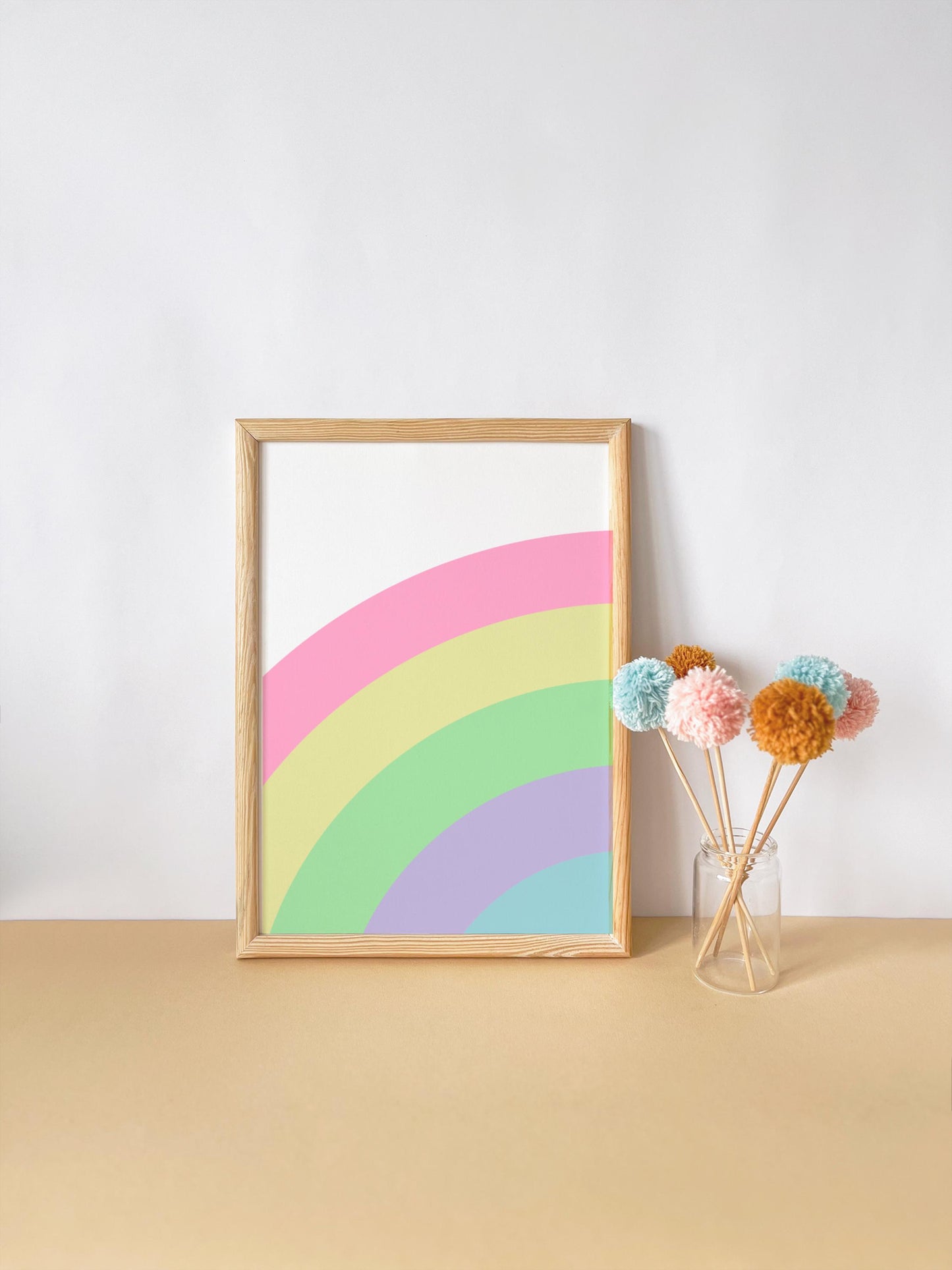 girls personalised initial and name rainbow wall print set for bedroom or playroom