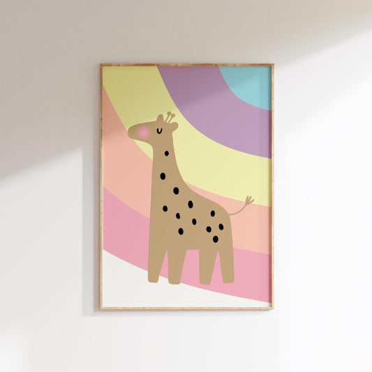 giraffe rainbow Safari Nursery Wall Prints, animal prints, Boho Nursery Prints, jungle animals,  Nursery Art, animal Nursery Decor