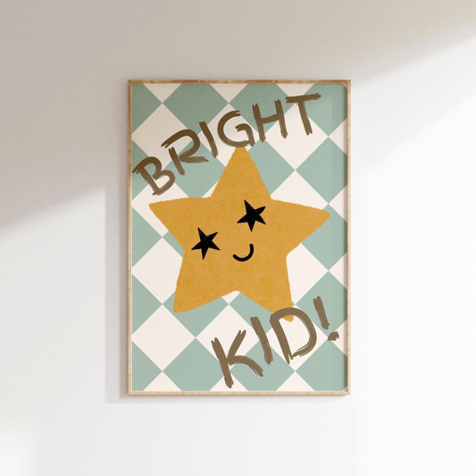 bright kid star wall print for childrens bedroom or nursery, Boho nursery pastel prints